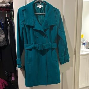 New York & Company Teal Trench Coat